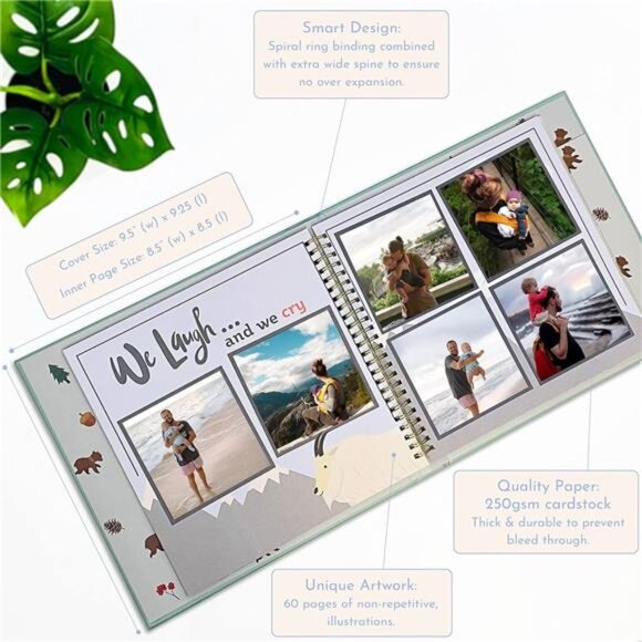 Baby Memory Book - Milestone Keepsake Baby Photo Album - First 5 Years Scrapbook - Picture 7 of 8